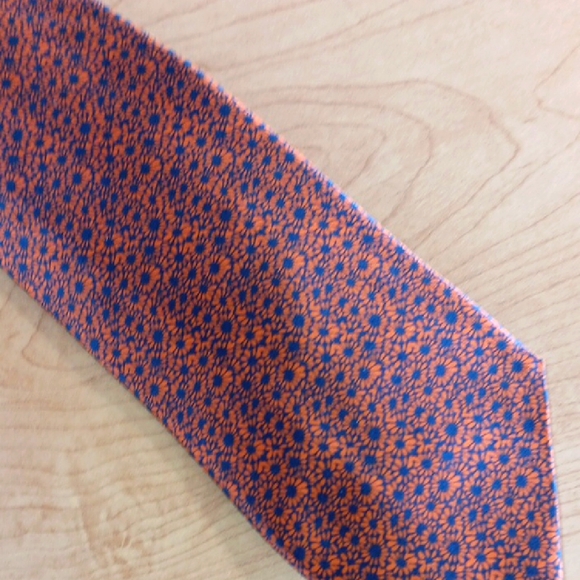 Burma Bibas Orange and Blue Floral Patterned *PRINT* Men's Tie - Picture 1 of 5